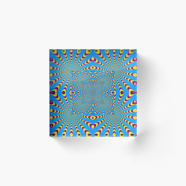 Blue optical illusions colour Acrylic Block