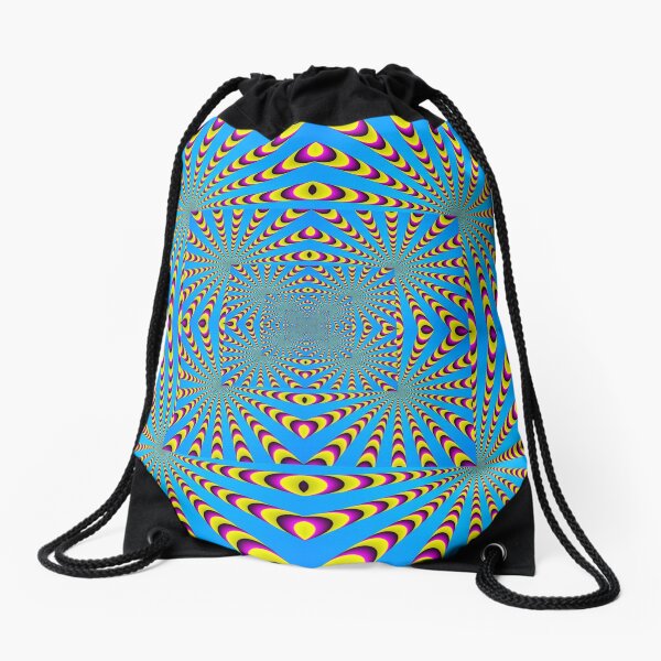 Blue optical illusions colour Drawstring Bag