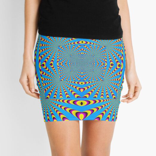 Blue optical illusions colour Mini Skirt