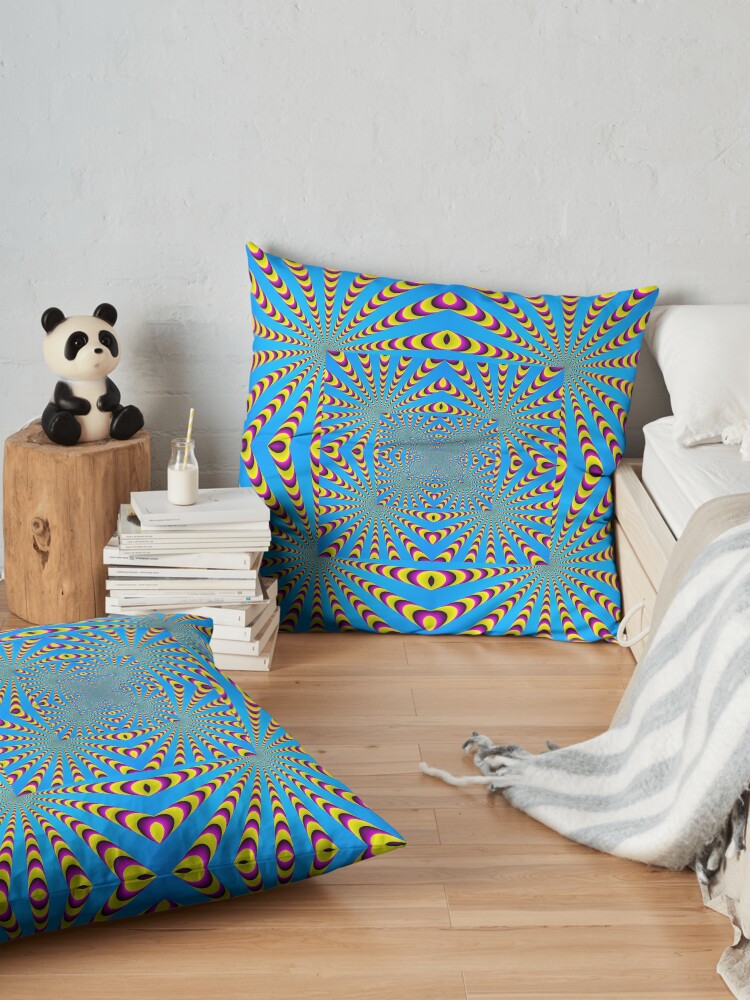 Alternate view of Blue optical illusions colour Floor Pillow