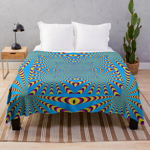 Blue optical illusions colour Throw Blanket