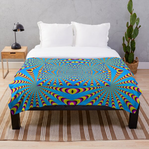 Blue optical illusions colour Throw Blanket
