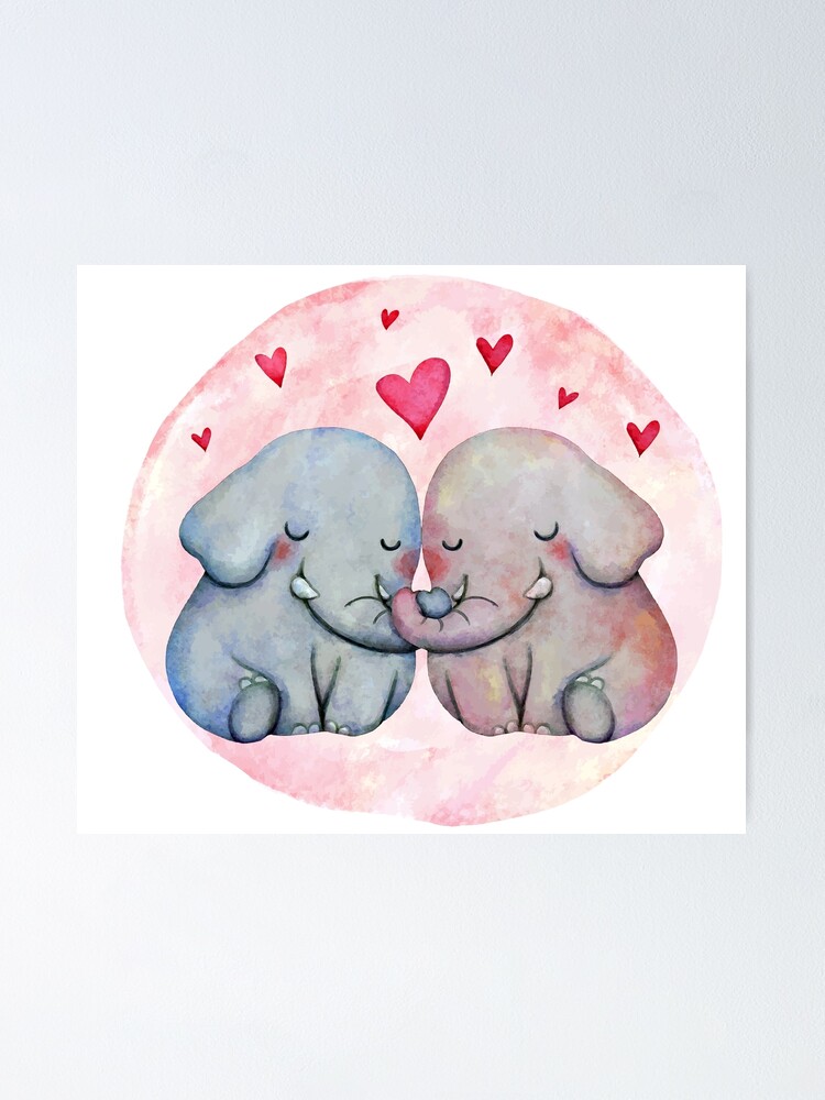 Póster «encantadora pareja de elefantes» de romacstore | Redbubble