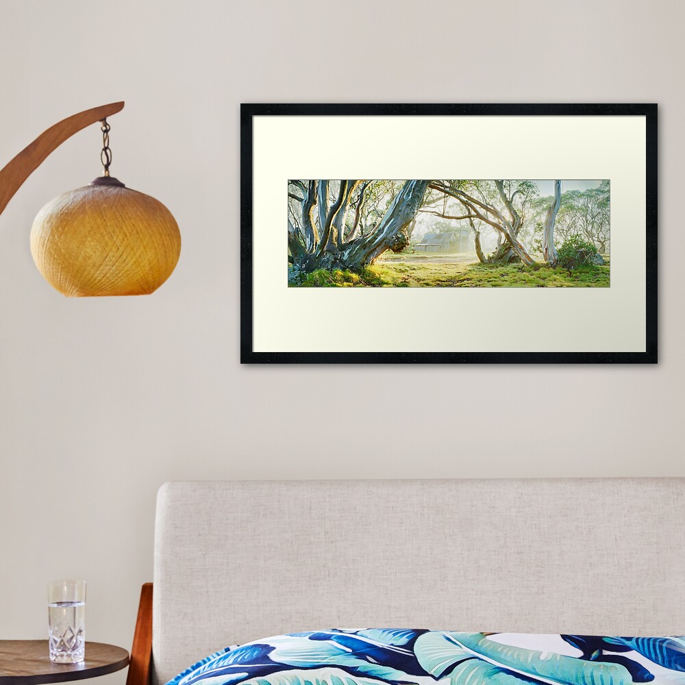 Foggy Wallace Hut, Falls Creek, Victoria, Australia Framed Art Print