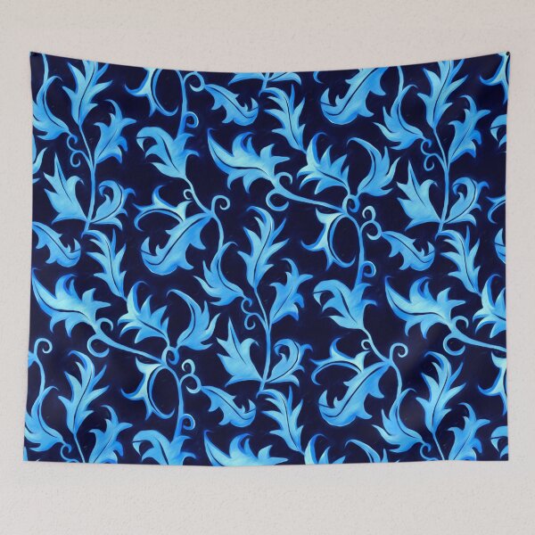 Item preview, Hand Painted Art Nouveau Vines - Velvet Blue designed and sold by TigaTiga.