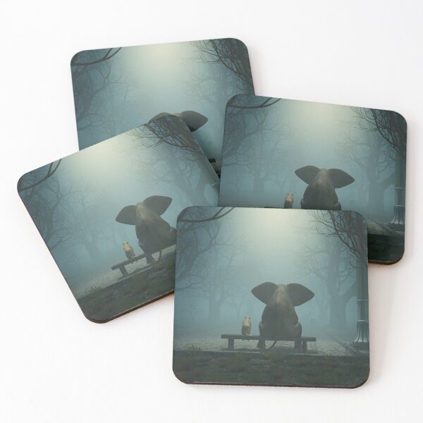 Item preview, elephant and dog sitting in a gloomy park designed and sold by Mike Kiev art.
