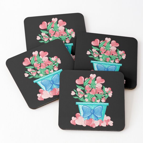 Item preview, Valentines Day gift ideas flower hearts in a flower pot pointillism painting designed and sold by MitoP.