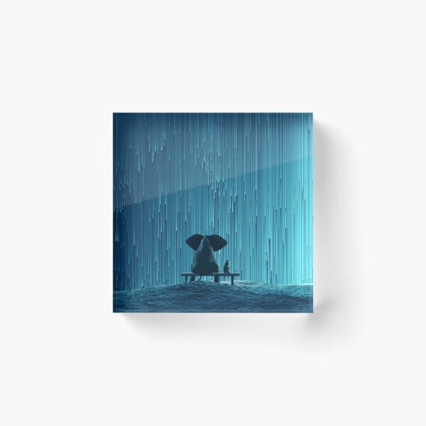 Item preview, elephant and dog looking at star rain designed and sold by Mike Kiev art.