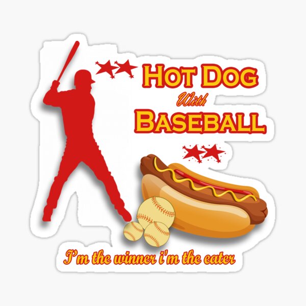Hot dog with Baseball Sticker