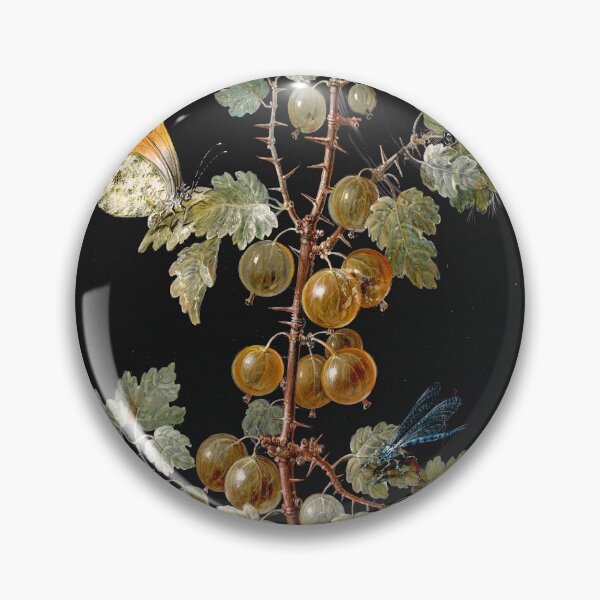 Item preview, Vintage botanical plate - Barbara Regina Dietzsch - A Branch of Gooseberries with a Dragonfly, a Butterfly and a Caterpillar designed and sold by Gardenlibrary.
