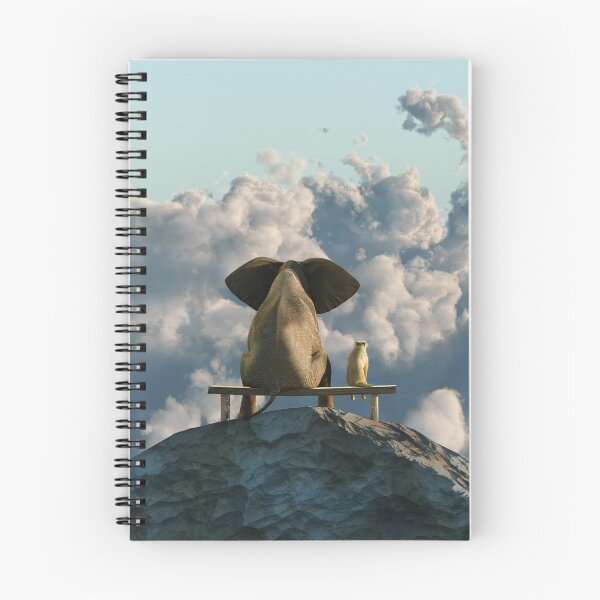 Item preview, Elephant and dog sit on a mountain top designed and sold by Mike Kiev art.