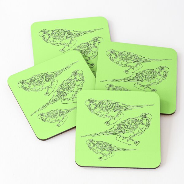 Item preview, budgie bird simple line art pattern designed and sold by The Red Shop.