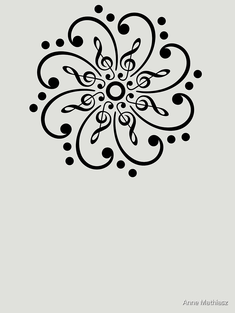 Thumbnail 3 of 3, Fitted T-Shirt, Bass Clef, Treble Clef, Mandala, Music, Musician, Classic, Dance designed and sold by boom-art.