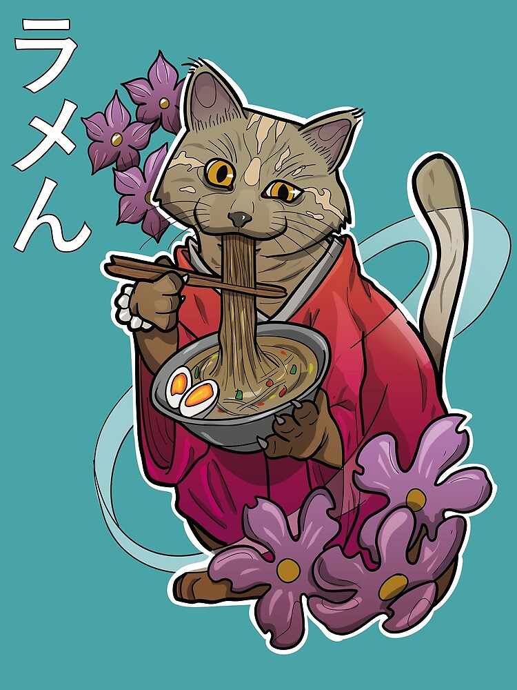 Ramen Cat Poster By ArtOfManduka Redbubble   Flat,750x,075,f Pad,750x1000,f8f8f8 