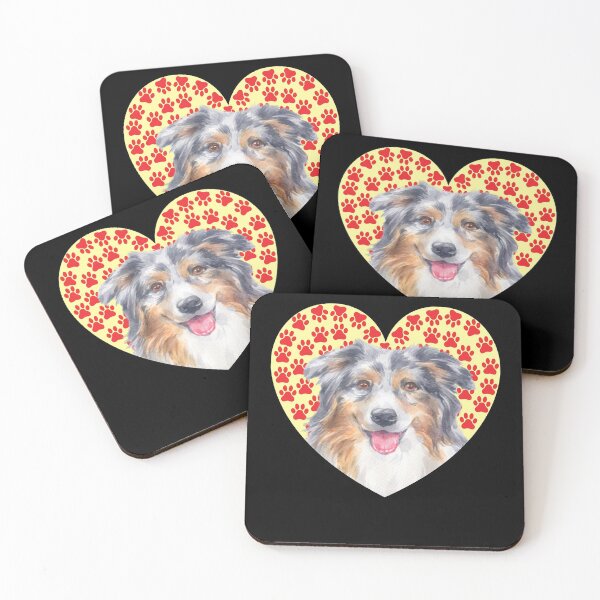 Item preview, funny australian shepherd face art heart paw valentines day gifts designed and sold by alaechamlal.