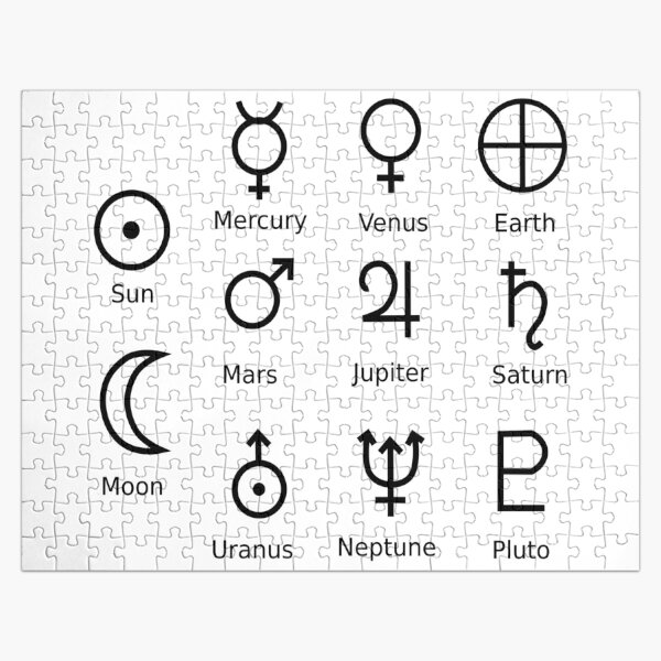 Astronomical Symbols: #Sun, #Mercury, #Venus, #Earth, Mars, Jupiter, Saturn, Uranus, Neptune, Pluto Jigsaw Puzzle