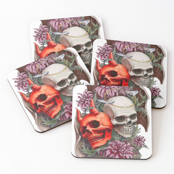 Item preview, Two Skulls Angel and Devil or Gemini Zodiac sign  designed and sold by TeZee.