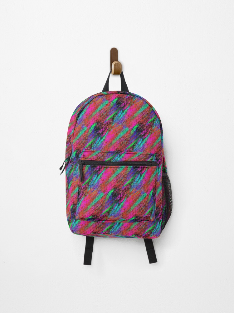 Thumbnail 1 of 3, Backpack, Colourful Digital Glitch Red Dominant designed and sold by DesignsofNote.