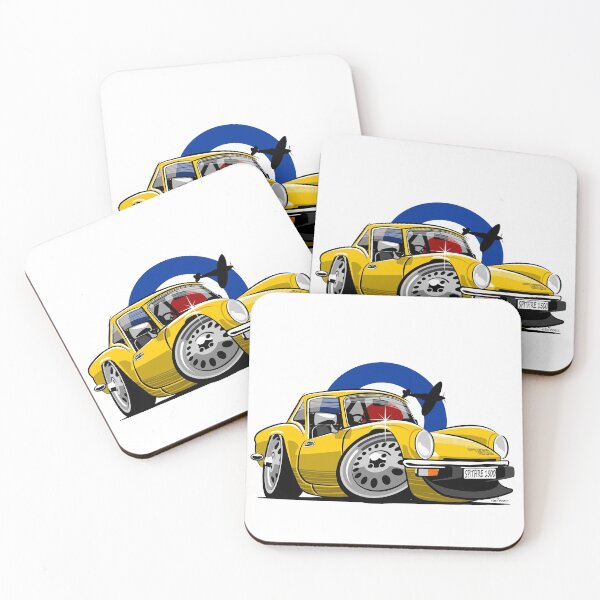 Item preview, Triumph Spitfire 1500 hardtop caricature yellow designed and sold by car2oonz.
