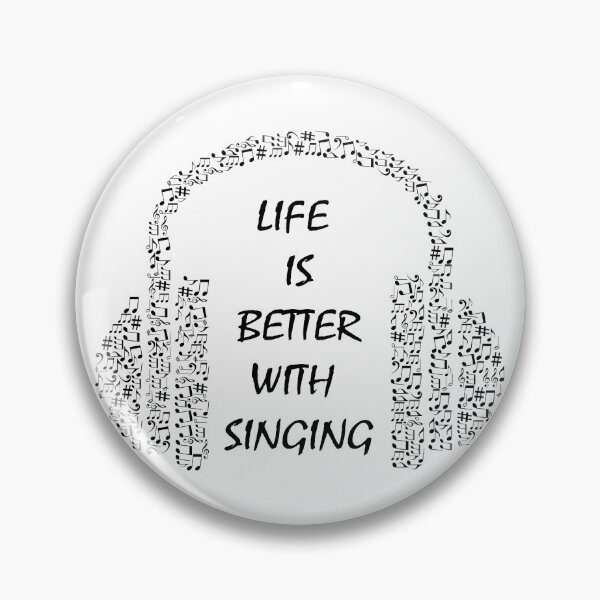 Item preview, Life is better with singing - headphone musical note detail arrangement - minimalistic black and white design designed and sold by Deegital18.