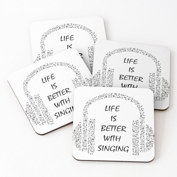Item preview, Life is better with singing - headphone musical note detail arrangement - minimalistic black and white design designed and sold by Deegital18.