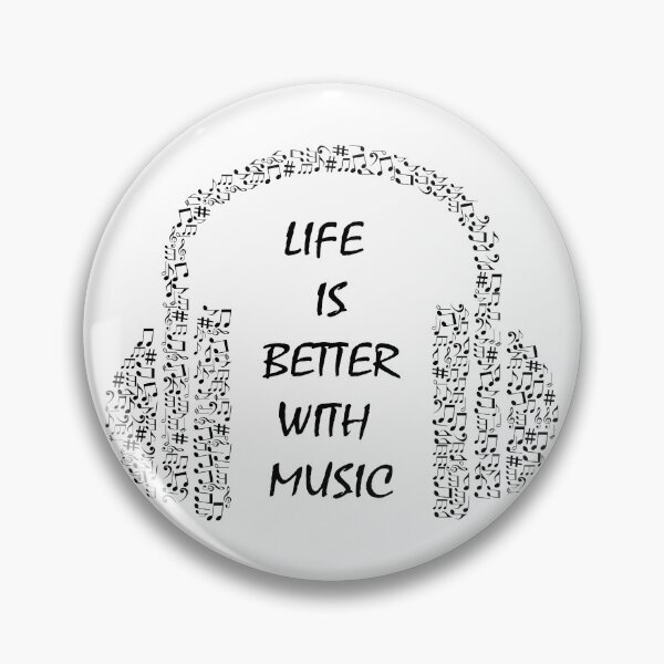 Item preview, Life is better with music - headphone musical note detail arrangement - minimalistic black and white design designed and sold by Deegital18.