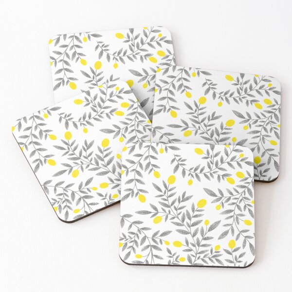 Item preview, Lemon & Leave Pattern - Yellow and Gray designed and sold by Artsychoke.