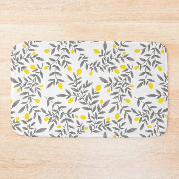 Item preview, Lemon & Leave Pattern - Yellow and Gray designed and sold by Artsychoke.