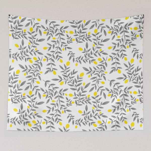 Item preview, Lemon & Leave Pattern - Yellow and Gray designed and sold by Artsychoke.