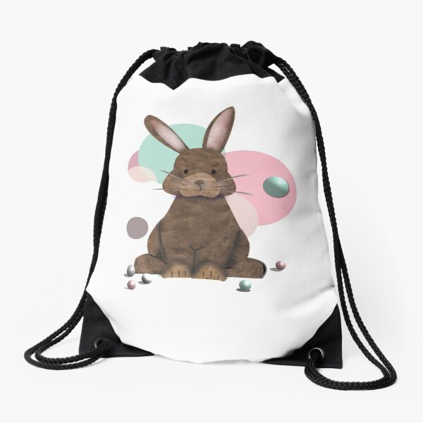 Adorable Watercolor Rabbit Playing with Marbles - Cute Drawstring Bag