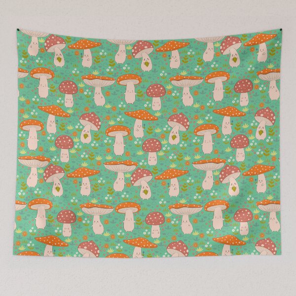 Item preview, Cute fly agarics and flowers designed and sold by burbura.