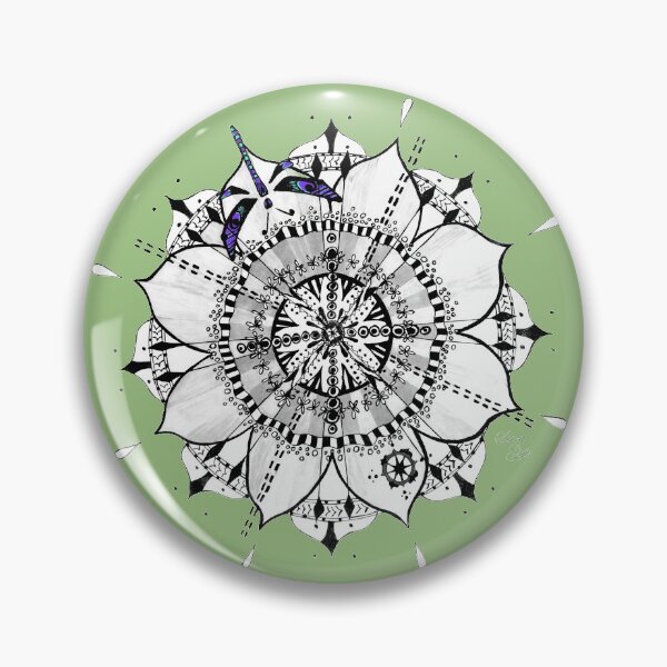 Item preview, Mandala Dragonfly Prepare For Swift Action Sage Green designed and sold by SpiritGifts.