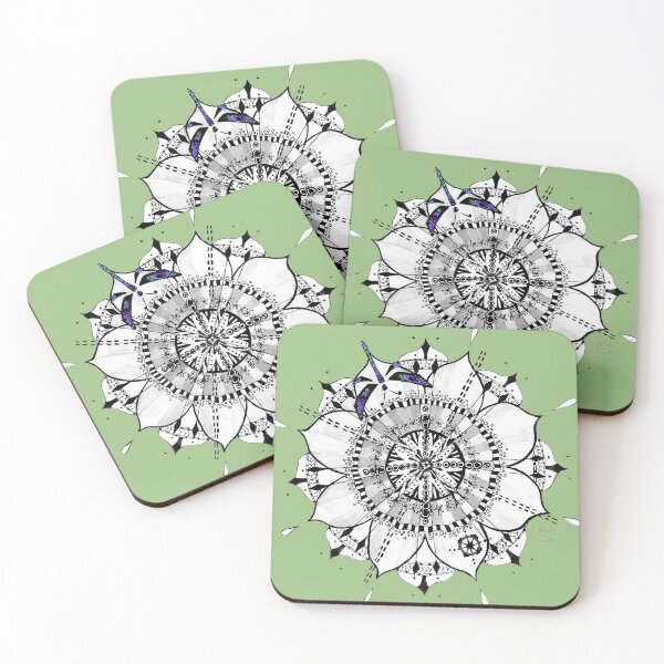 Item preview, Mandala Dragonfly Prepare For Swift Action Sage Green designed and sold by SpiritGifts.