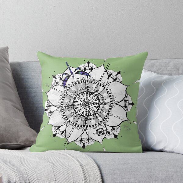 Item preview, Mandala Dragonfly Prepare For Swift Action Sage Green designed and sold by SpiritGifts.