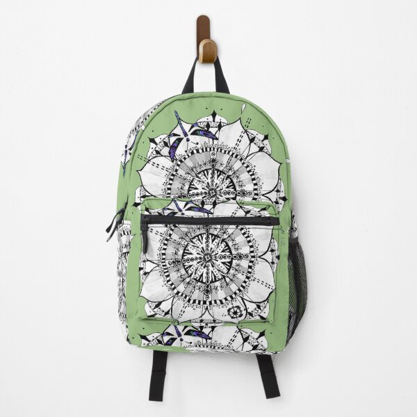 Item preview, Mandala Dragonfly Prepare For Swift Action Sage Green designed and sold by SpiritGifts.