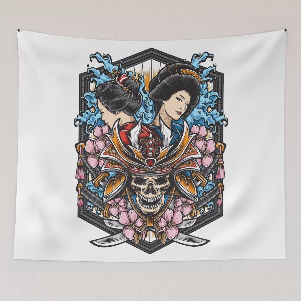Item preview, Skull Samurai With Geisha Art designed and sold by JTS STORE.