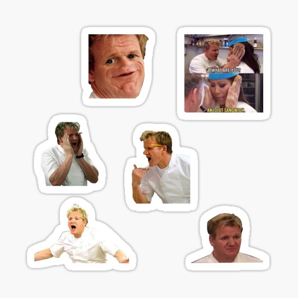 gordon ramsay with a massive knife Sticker for Sale by lsindhi21