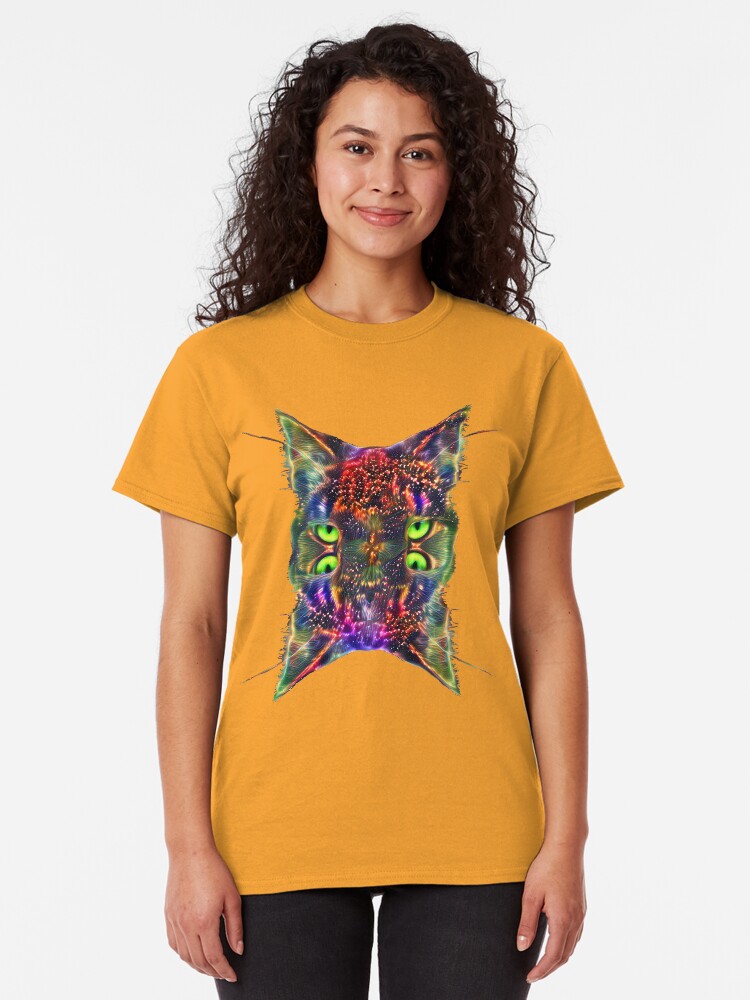 Alternate view of Artificial neural style Space galaxy mirror cat Classic T-Shirt