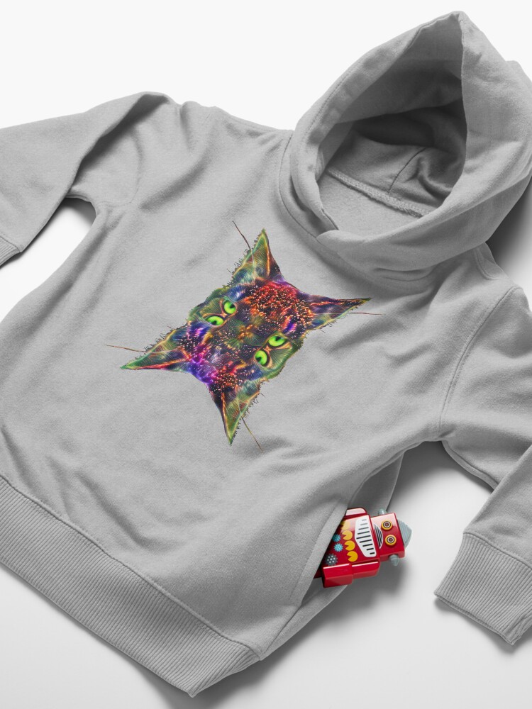 Alternate view of Artificial neural style Space galaxy mirror cat Toddler Pullover Hoodie