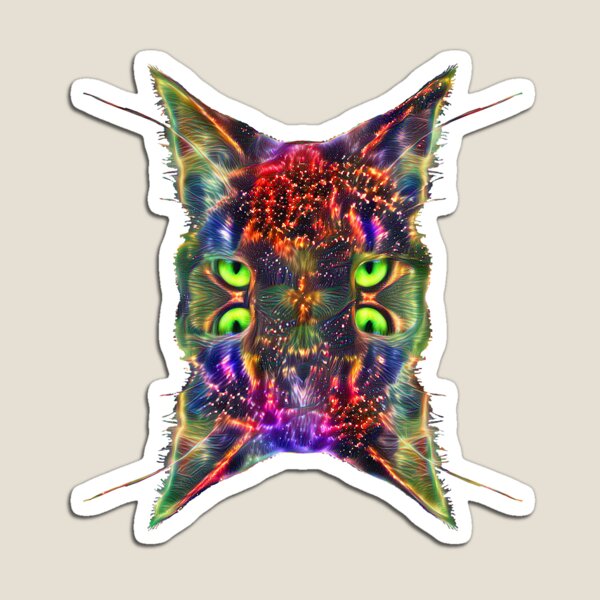 Artificial neural style Space galaxy mirror cat Magnet