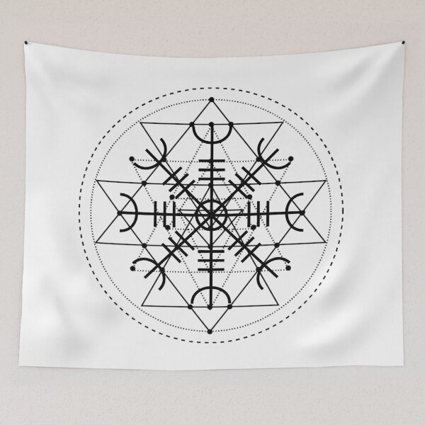 Item preview, Nordic Magical Stave Ægishjálmur - Helm of Awe Geometric design- on White designed and sold by celticknights.