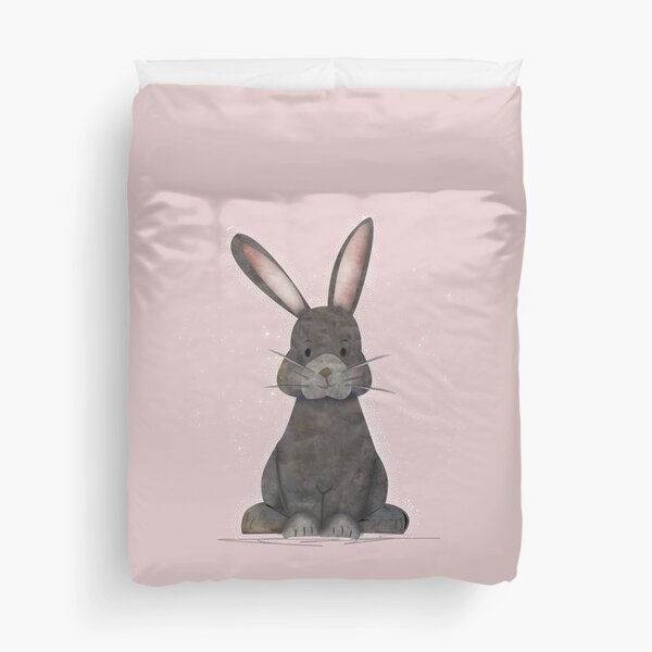 Adorable Watercolor Rabbit Playing with Marbles - Cute Duvet Cover