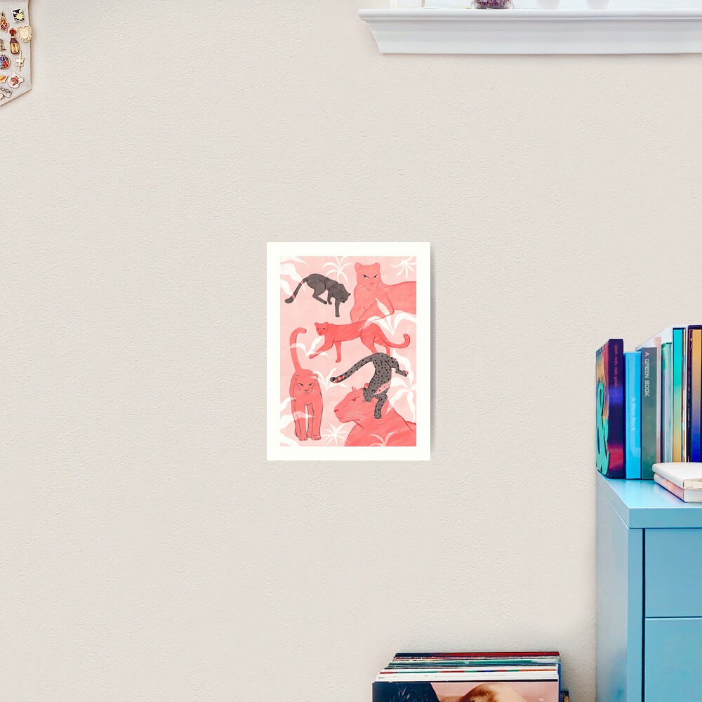 Blush & Gray Panthers Art Print