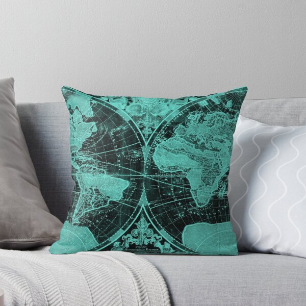 Item preview, World Map (1691) Black & Light Blue  designed and sold by BravuraMedia.