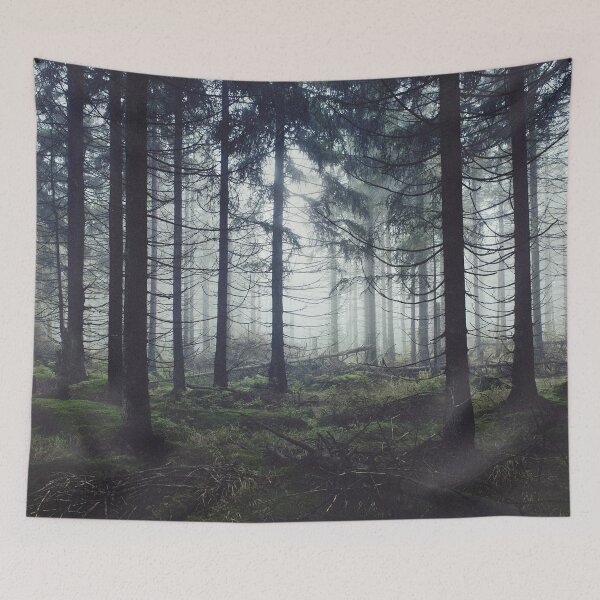 Item preview, Through The Trees // Nightwalker In Ghostwood Romantasy Foggy Misty Fairytale Forest Covered In Magic Fog designed and sold by Tordis Kayma.