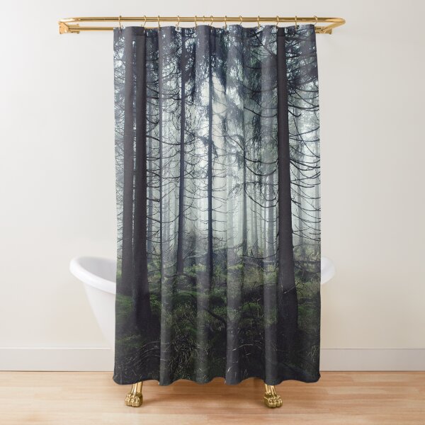 Forest Waterfall Shower Curtain Nature Green Rainforest Tree Lake Teal  White Water 3D Vivid Beauty Scenery Topical Landscape Fabric Bathroom Decor