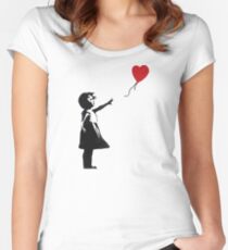Camiseta entallada de cuello redondo Banksy - Chica con globo