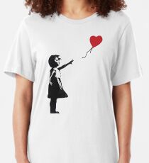 Banksy - Mädchen mit Ballon Slim Fit T-Shirt