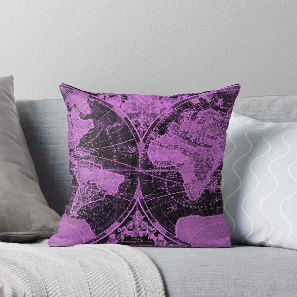 Item preview, World Map (1691) Black & Pink designed and sold by BravuraMedia.
