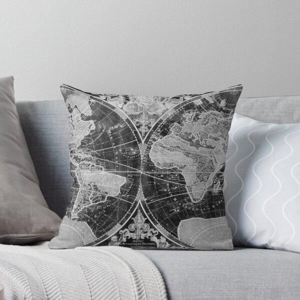 Aperçu de l'œuvre World Map (1691) Black & White créée et vendue par BravuraMedia.